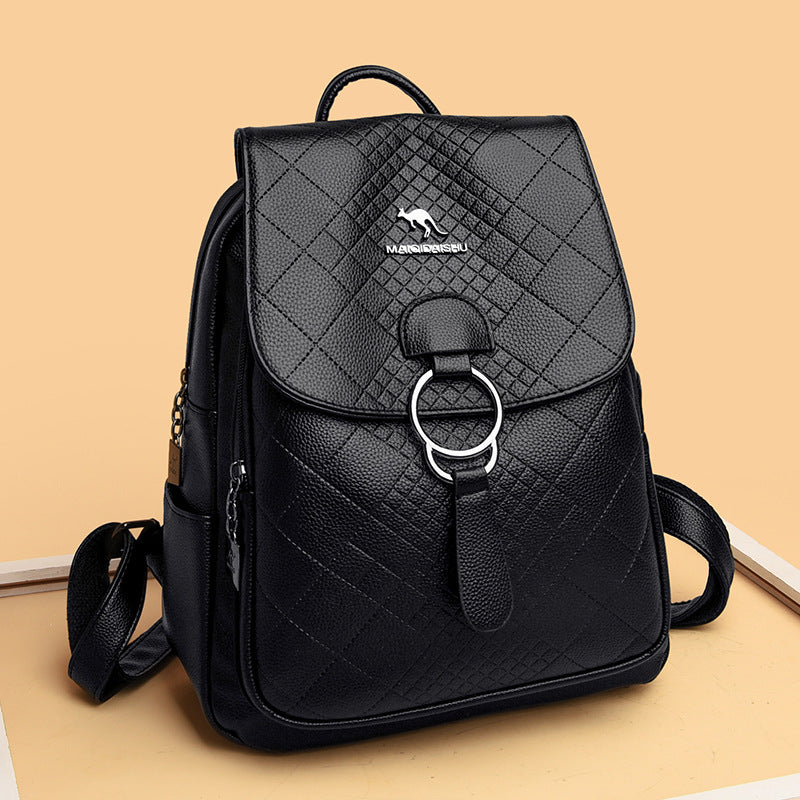 High-Quality Leather Women's Fashion School Backpack