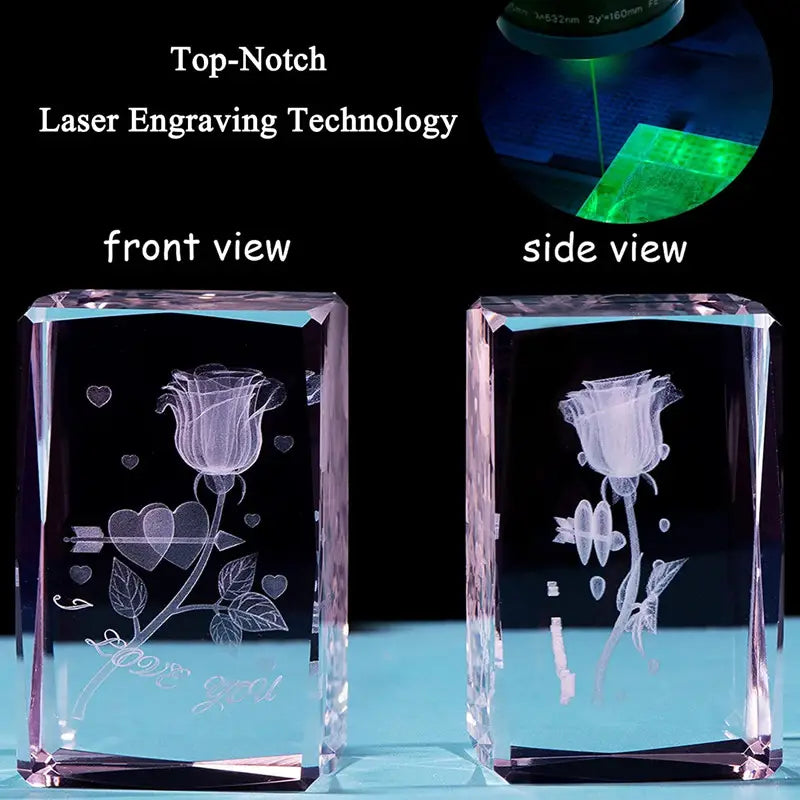3D Crystal Rose Table Lamp with Color Changing Light