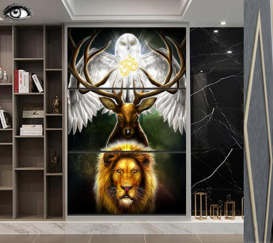 Forest Animals - Multi-Panel Canvas Decor (Deer, Lion, Bird)
