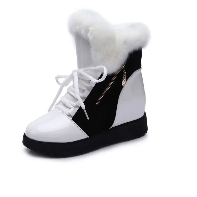 Thick-soled Warm Platform Color-block Mid-calf Martin Boots