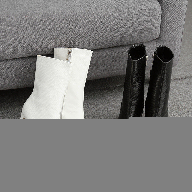 Crocodile Pattern Minimalist Ankle Boots for Women