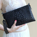 Crocodile Pattern Women's Leather Clutch Bag
