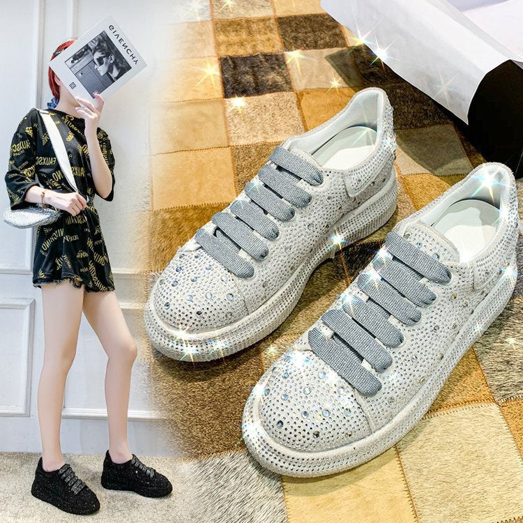 2021 New Rhinestone Chunky Sole Dad Sneakers for Women