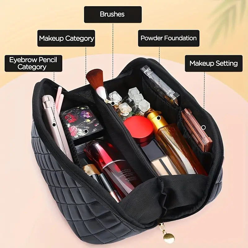 Large Capacity Portable PU Leather Travel Cosmetic Bag