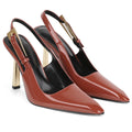 Phefarer WomenS Backless Slingback Patent Leather Metal Buckle Fashion Dress Pointed Toe Sandals Shoes Sexy 3.5 In Stiletto Heel Shoes