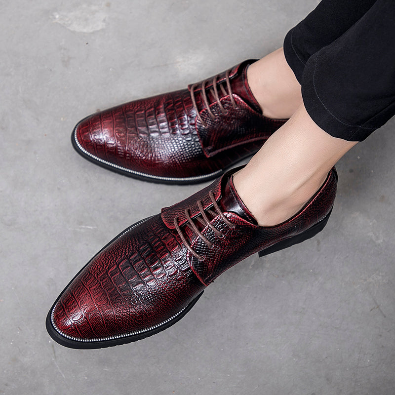 Men's Black Crocodile Pattern Dress Shoes (Business Style)