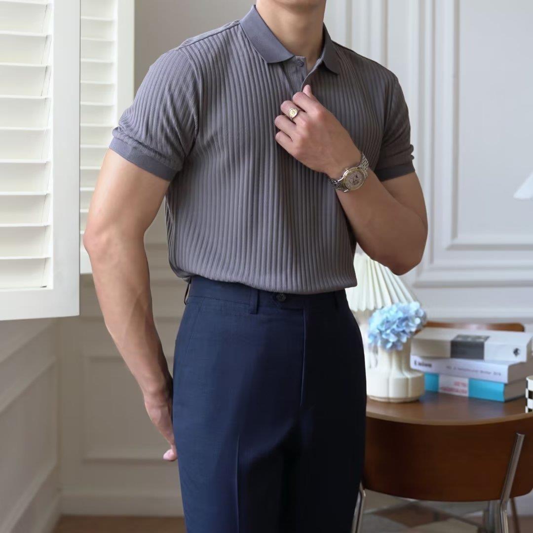 2023 Men's Slim Fit Short Sleeve Polo Shirt - White