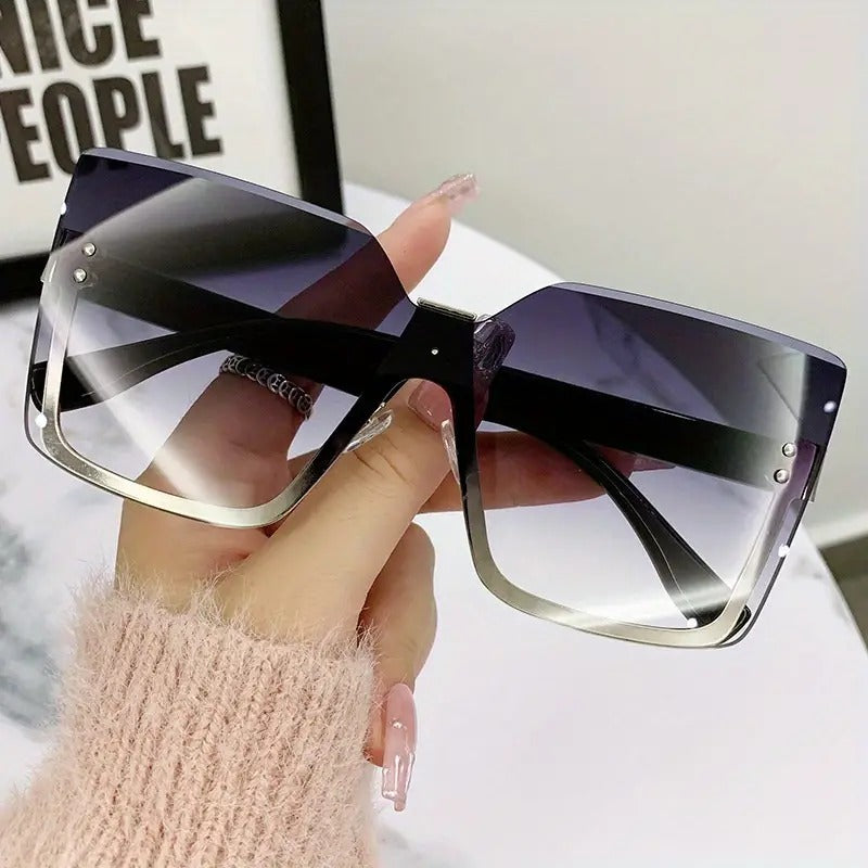 Slim Half-Frame Metal Sunglasses for Women