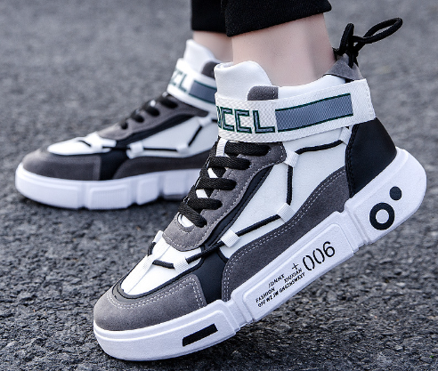 Men's High-Top Casual Sneakers - Trendy Korean Style