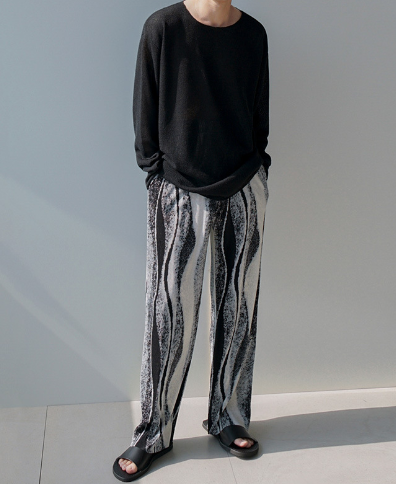 Korean Style Men's Pleated Loose Casual Wide Leg Pants