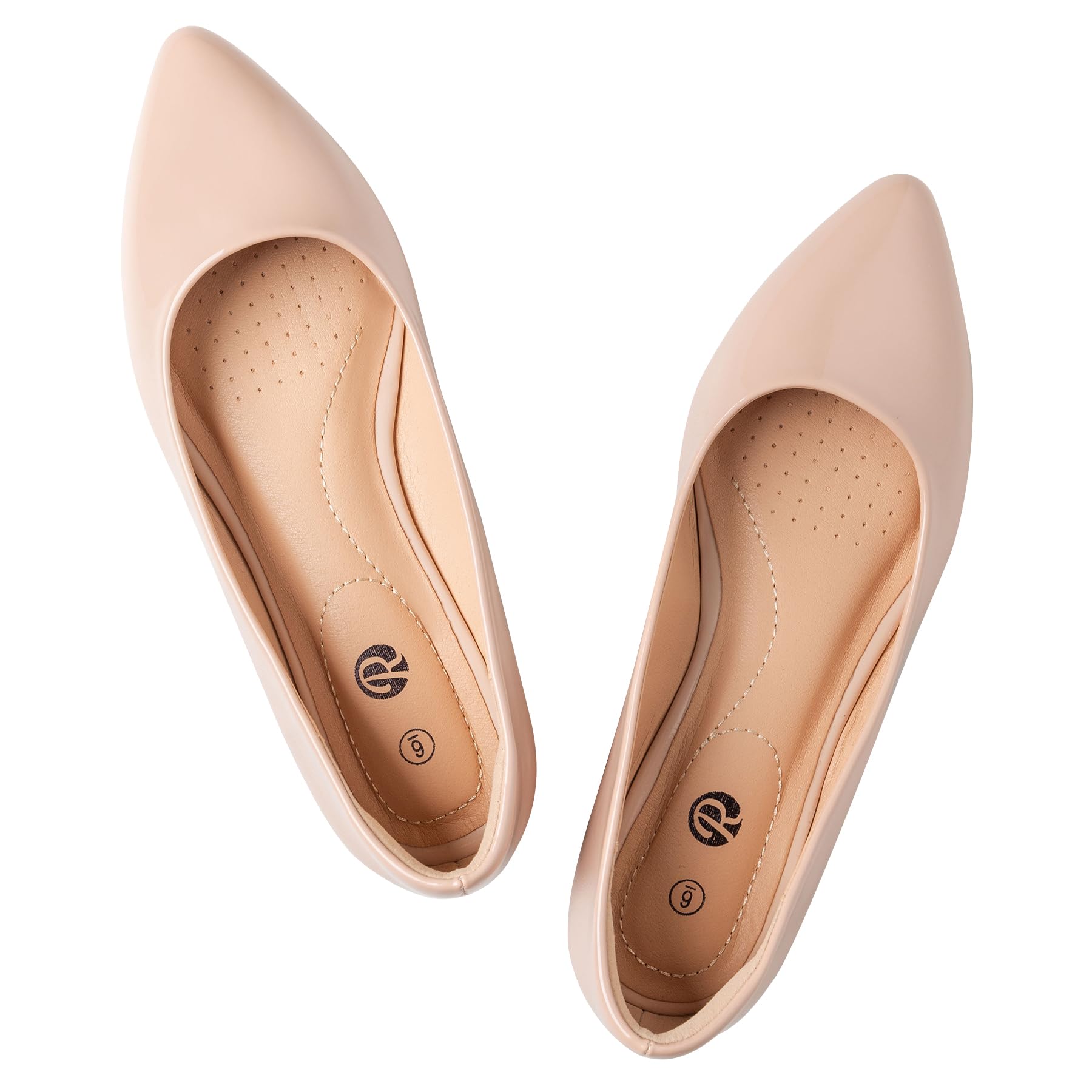 Rekayla Flats for Women Classic Pointed Toe Womens Flats Casual Comfortable Slip On Ballet Flats Shoes Versatile Walking Work Dress Shoes for Women Nude Size 8