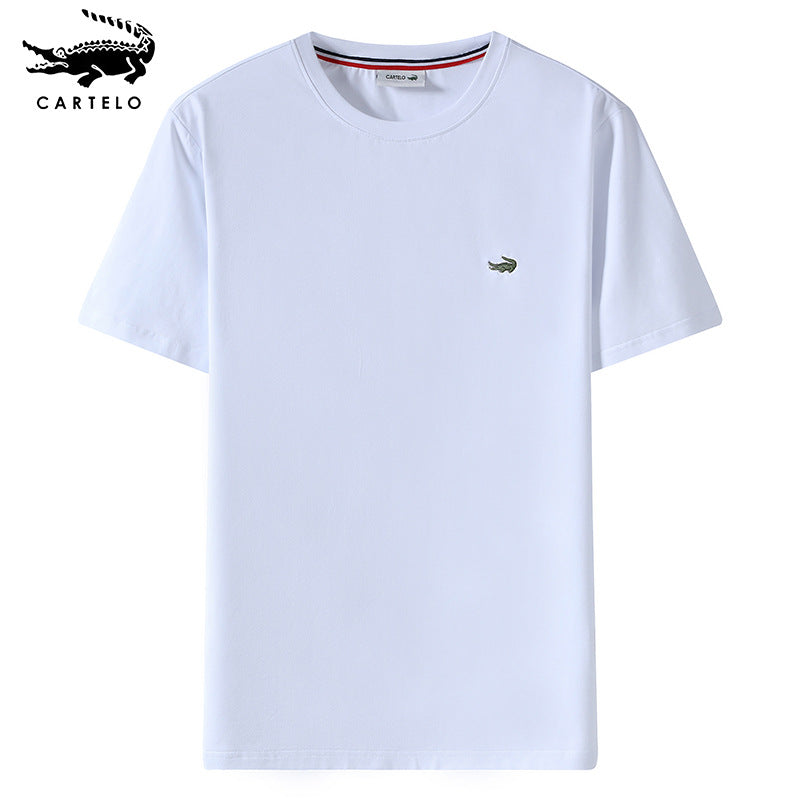 Comfortable Solid Color Cotton Crew Neck T-Shirt