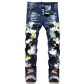 Men's Contrast Patch Slim Fit Fashion Jeans