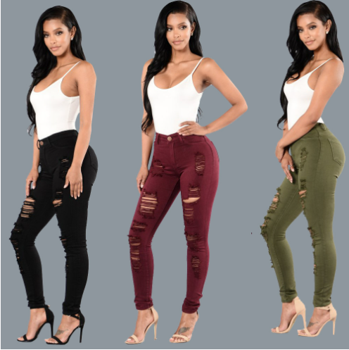 Brown Ripped Skinny Jeans with Distressed Pockets