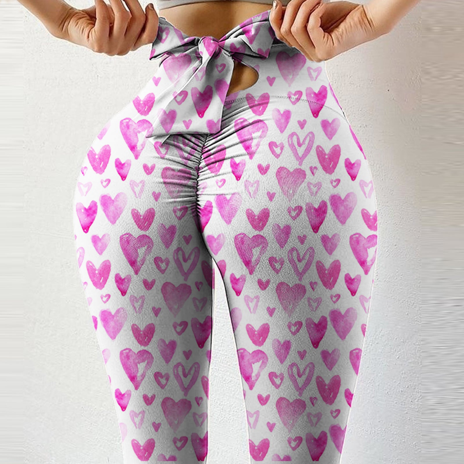 High Waist Stretch Bow Yoga Shorts - Tight-fitting Style