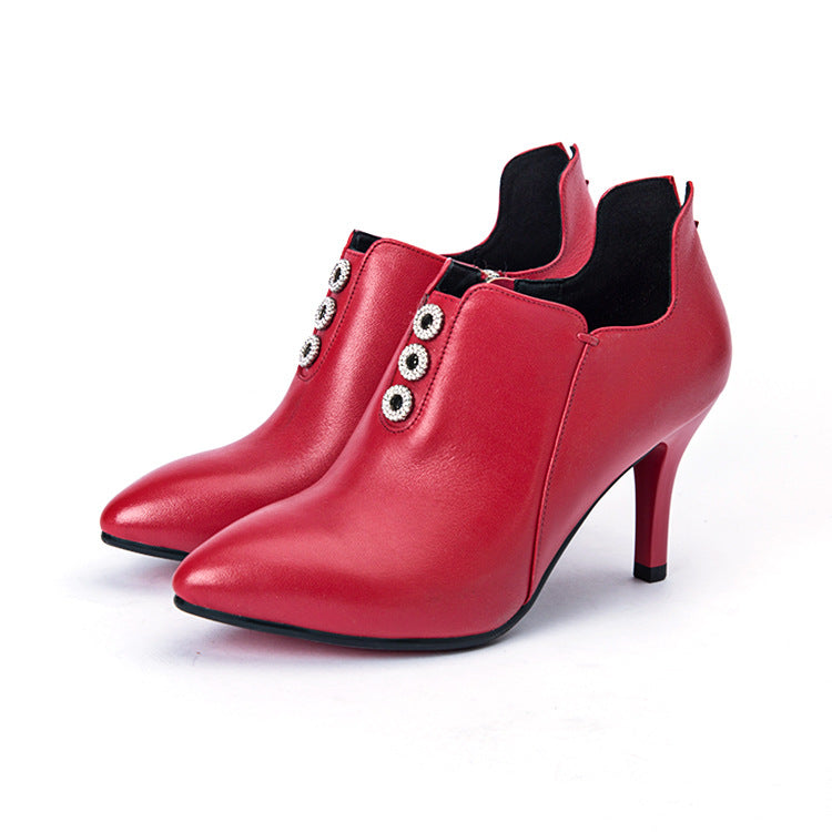 Women's Pointed Toe High Heel Leather Fashion Shoes