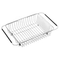 iPEGTOP Expandable Dish Drying Rack Over The Sink Dish Rack in Sink Or On Counter Dish Drainer Basket Shelf with White Utensil Holder Cutlery Tray Rustproof Stainless Steel for Kitchen