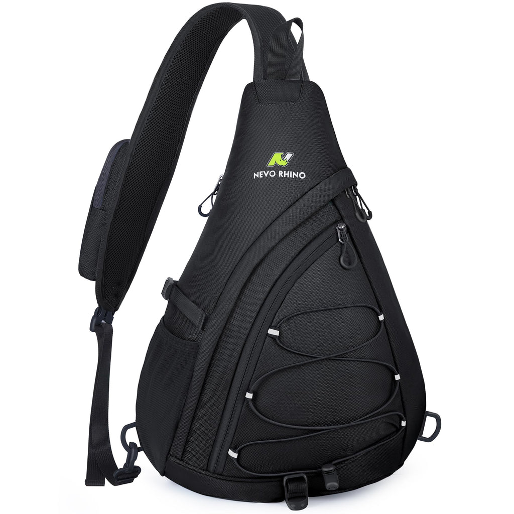 N NEVO RHINO Crossbody Sling Backpack Large Sling Bag with Phone Pocket Anti Theft Shoulder Bag for Men Women Sport Daypack (01 Black)