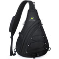 N NEVO RHINO Crossbody Sling Backpack Large Sling Bag with Phone Pocket Anti Theft Shoulder Bag for Men Women Sport Daypack (01 Black)