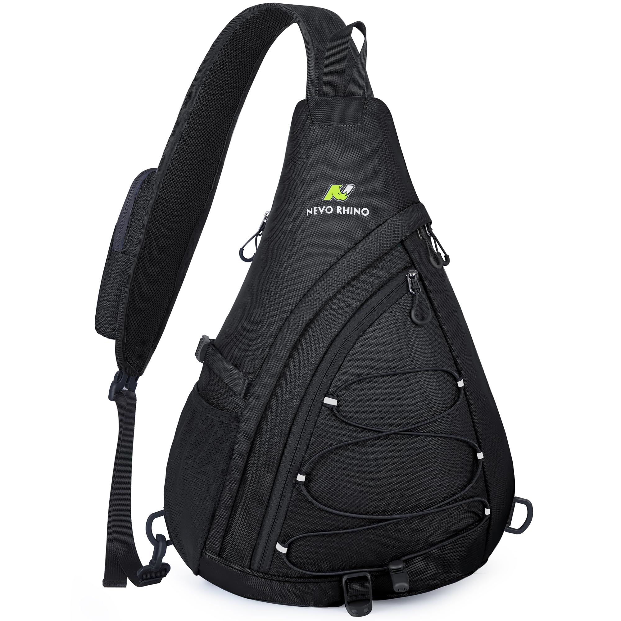 N NEVO RHINO Crossbody Sling Backpack Large Sling Bag with Phone Pocket Anti Theft Shoulder Bag for Men Women Sport Daypack (01 Black)