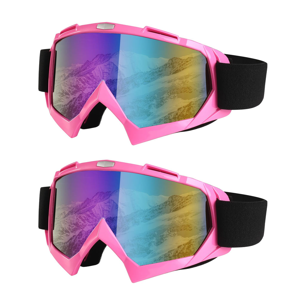 LJDJ Ski Goggles Pack of 2 - Snowboard Adjustable UV 400 Protective Motorcycle Goggles Outdoor Sports Tactical Glasses Dust-Proof Combat Military Sunglasses for Kids Boys & Girls Youth Men Women