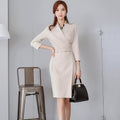 V-Neck Fitted Dress for Professional Women