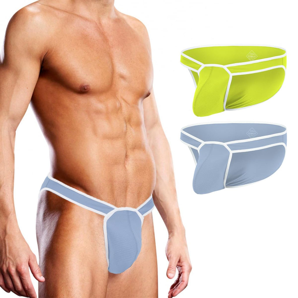 HASWECHYS Mens Sexy Mesh Micro Briefs Bulge Enhancing Pouch Breathable Low Rise Underwear 2Pack Multicolor01 2XL