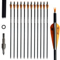 e5e10 31inch Carbon Arrow Archery Targeting Practice Hunting Arrows for Compound & Recurve Bow with Removable Tips(Pack of 12) (Orange White)