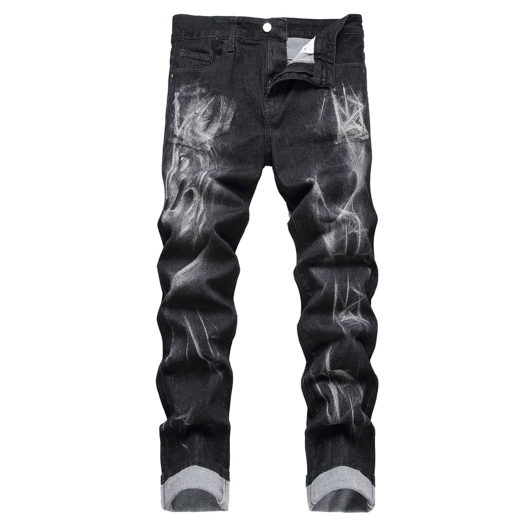 Personalized Slim 3D Pattern Men's Jeans Pants