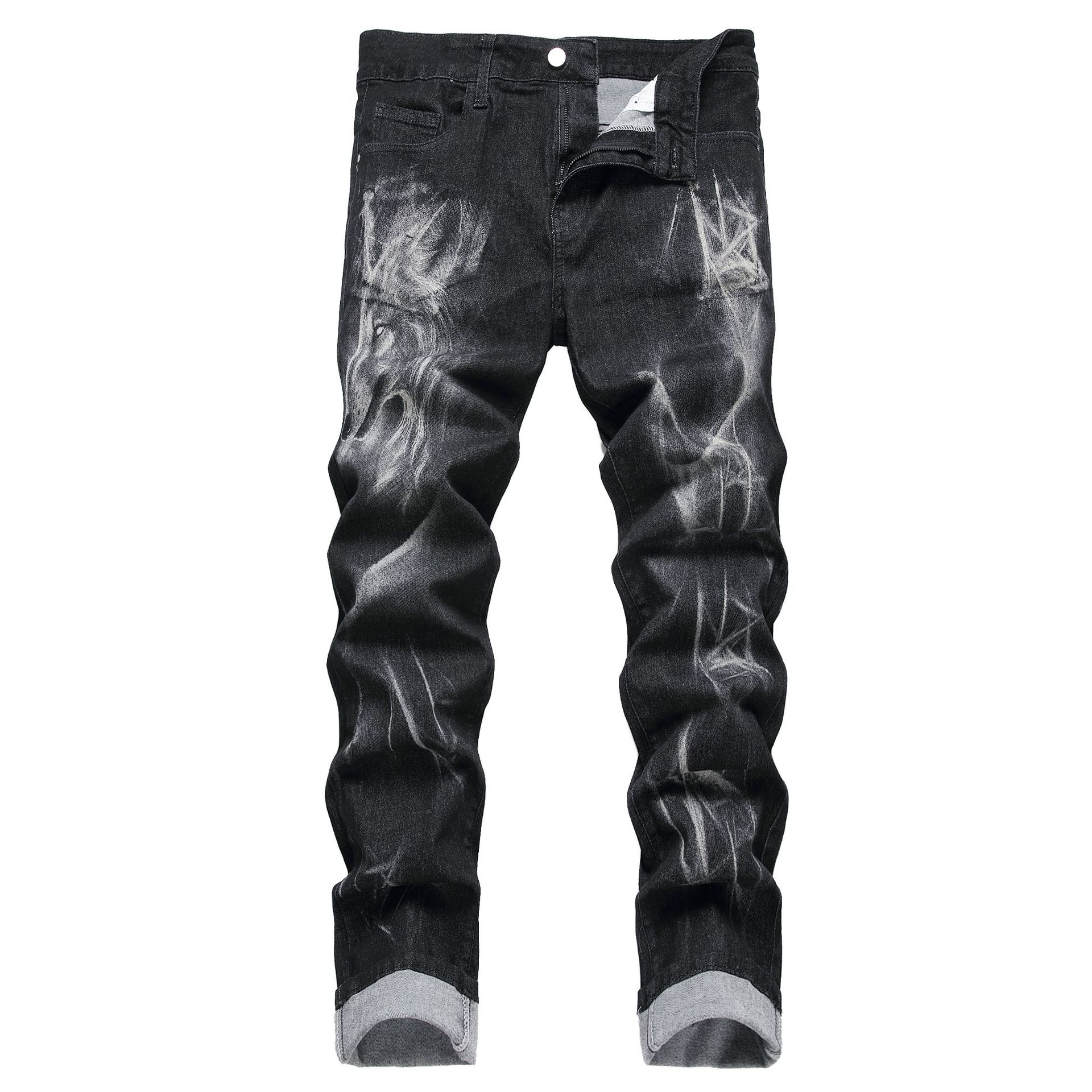 Personalized Slim 3D Pattern Men's Jeans Pants
