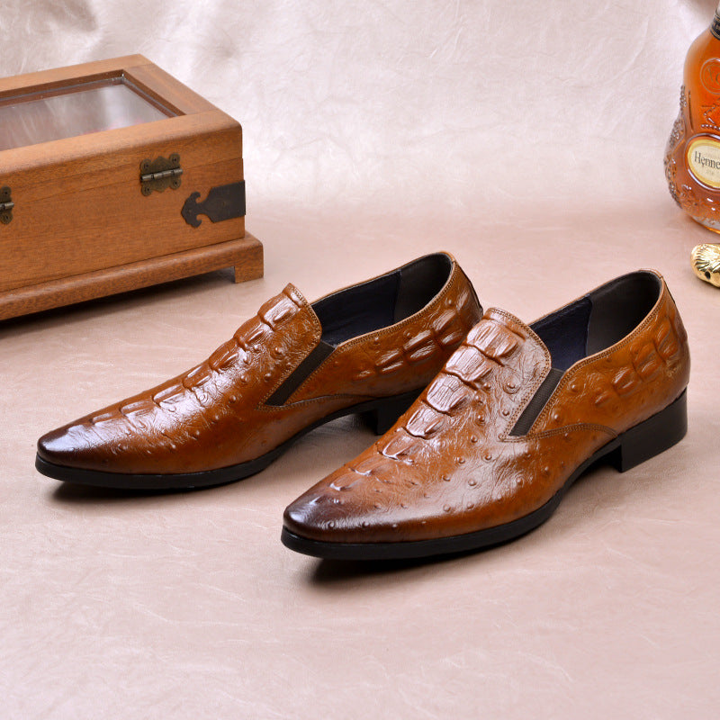 Crocodile Pattern Men's Dress Shoes - Casual Business Style