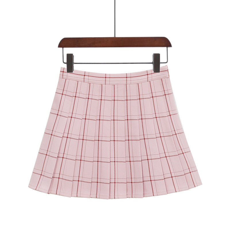Plaid Pleated A-Line High Waist Skirt
