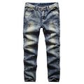 Vintage Distressed Slim Fit Denim Jeans (Retro Style)