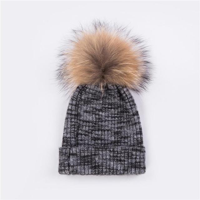 Multicolor Wool Beanie with Pom-Pom