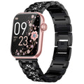 Compatible for AKUMAKA Smart Watch Bands 22mm Jewelry Bling Diamond Metal Dressy Strap Accessories Sports Band for Men Women Compatible with AKUMAKA G39 T90 209DK Smart Watch (For 22mm size band Black)