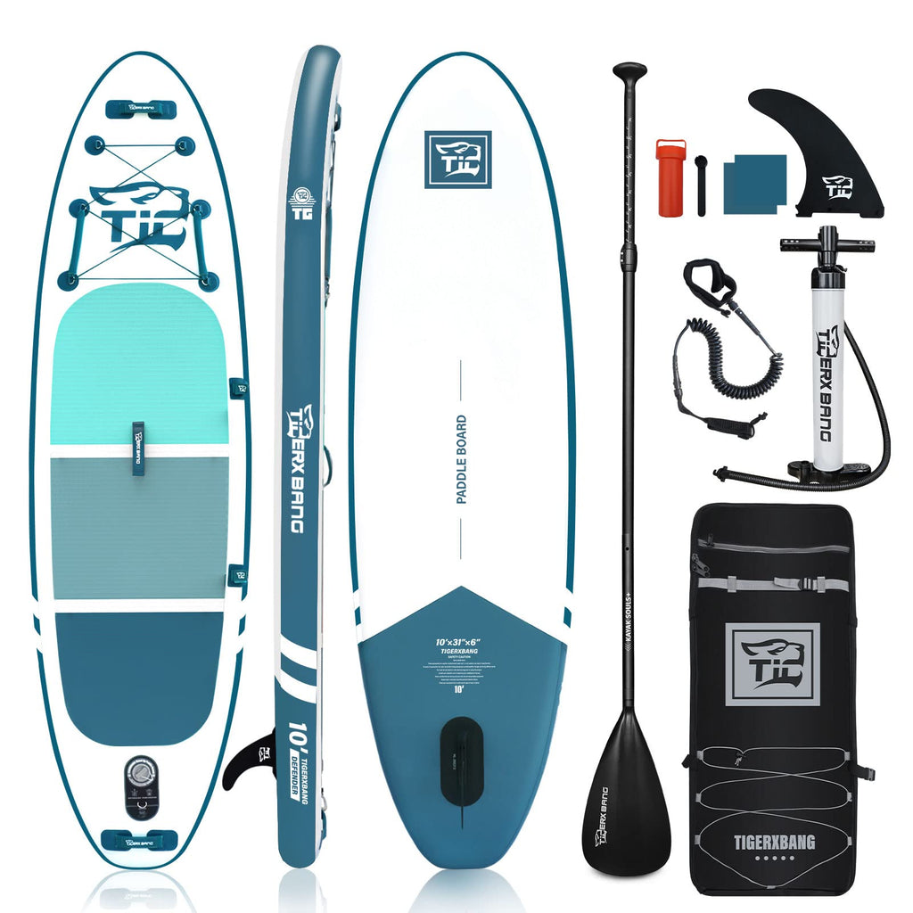 TIGERXBANG Inflatable Stand Up Paddle Boards with Premium SUP Board Accessories Allround Paddle Boards for Adults/KidsDefender Collection Blue