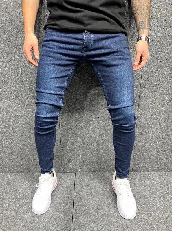 Men's Ripped Knee Zipper Slim Fit Jeans (Cross-Border)
