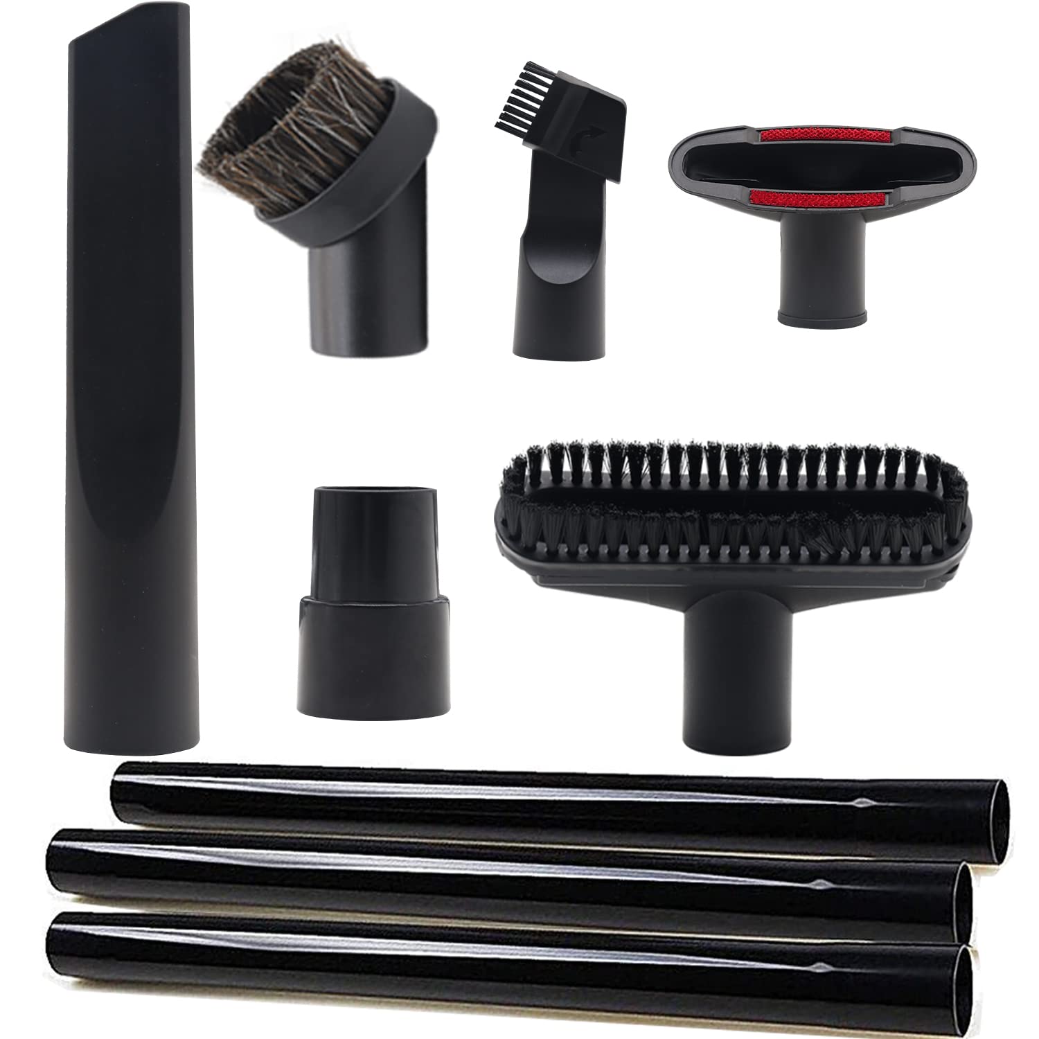 9 Pcs Vacuum Attachments Fit for Shop Vac Accessories 1 1/4" - 3 Pcs Vacuum Extension Wand 1 1/4 inch (32 mm) & 1 3/8 inch (35 mm) Vacuum Hose Adapter 1 1/4 inch Vacuum Cleaner Accessories Brush Kit