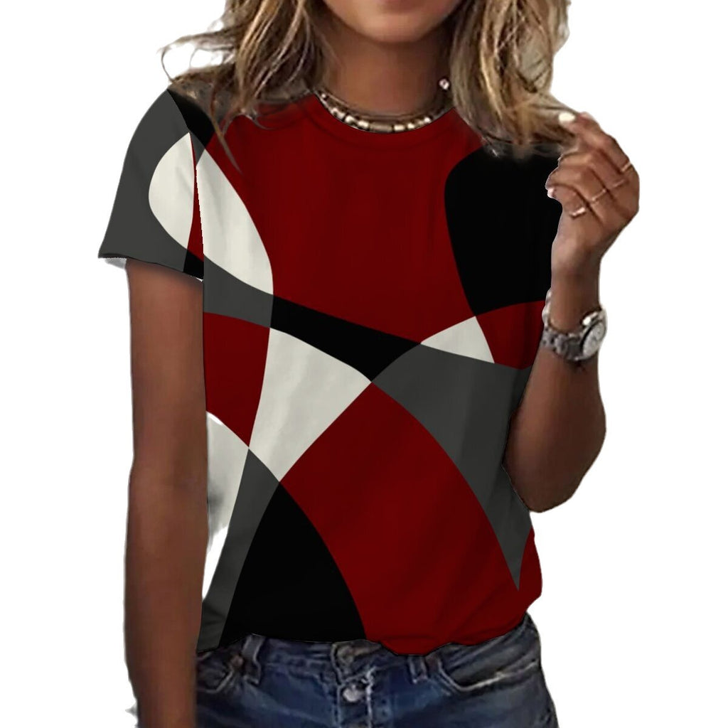 2018 Summer Women's Pocket Print Striped T-Shirt