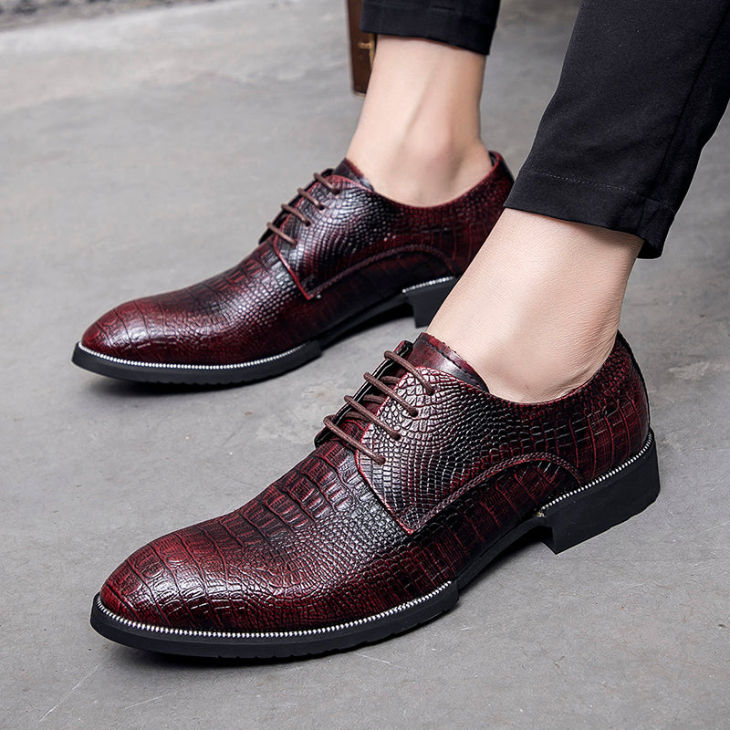 Men's Black Crocodile Pattern Dress Shoes (Business Style)