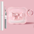 Jiarusig Compatible with Airpods Pro 2nd/1st Generation Case with Cleaner Kit Pink Clear TPU 3D Bow Airpod pro 2 Cover Shockproof Airpods pro 2 Protective Case for AirPod pro 1st/2nd(2023/2022/2019)
