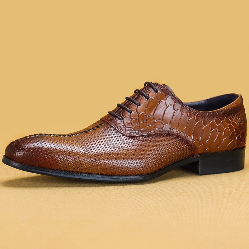Leather Men's Formal Business Shoes with Pointed Design