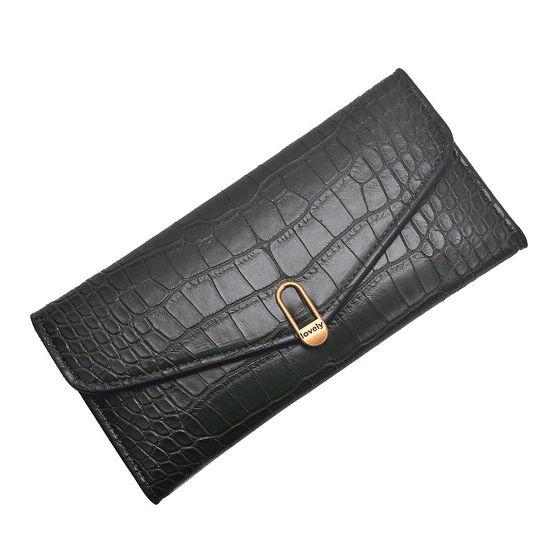 Korean Style Crocodile Pattern Long Wallet
