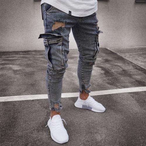 Ripped Skinny Jeans with Zipper Detail