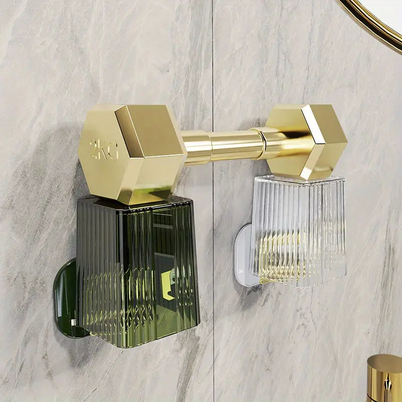 Wall Mounted Toothbrush Holder with Mouthwash Cup (1 Set)
