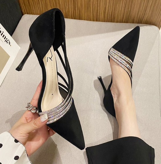 Lenny Pointed-Toe Rhinestone High-Heel Shoes (One Pair)