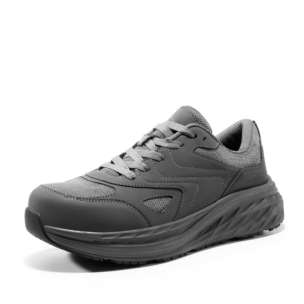 NORTIV 8 Non Slip Work Shoes for Men Steel Toe Comfortable Lightweight Slip Resistant Safety ShoesSize 12GreySNIC2428M
