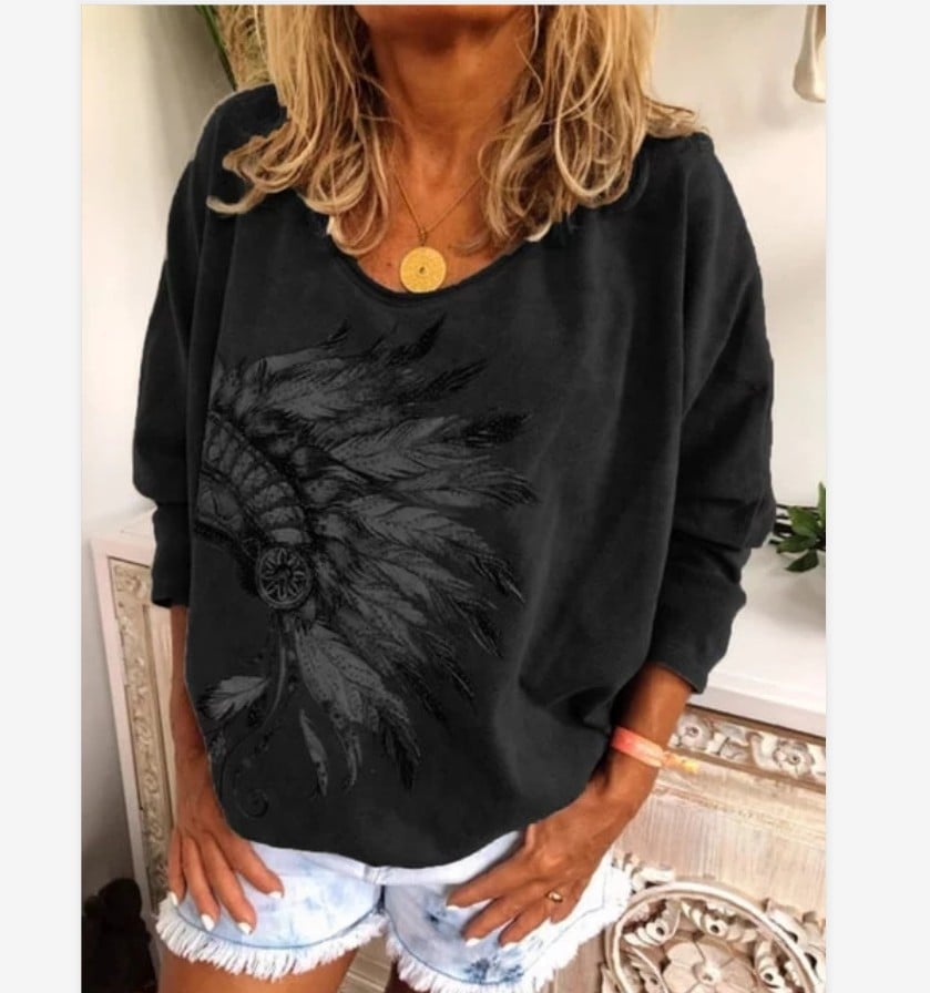 Printed Long Sleeve Crew Neck Shirt