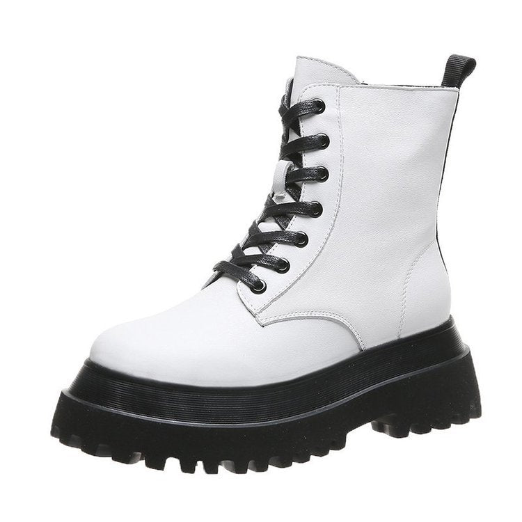White Chunky Sole Women's Martin Boots - Fall/Winter 2020