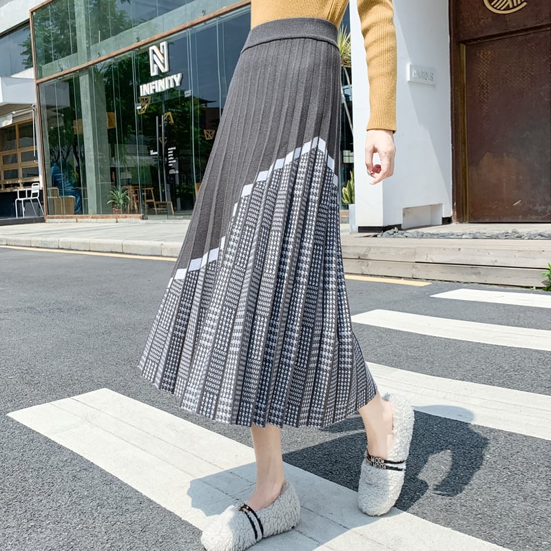 High Waist A-line Pleated Skirt for Women